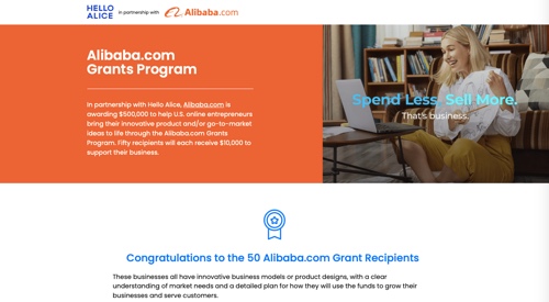 Home page of Alibaba.com Grants Program