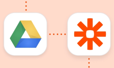 The Google Drive and Zapier logos.