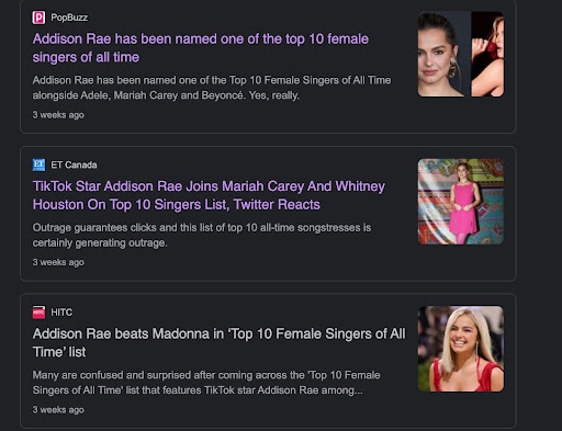 News titles reacting to Barstool's singer ranking