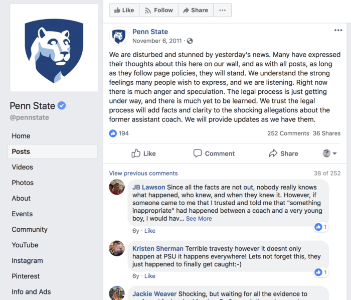 penn state social media crisis