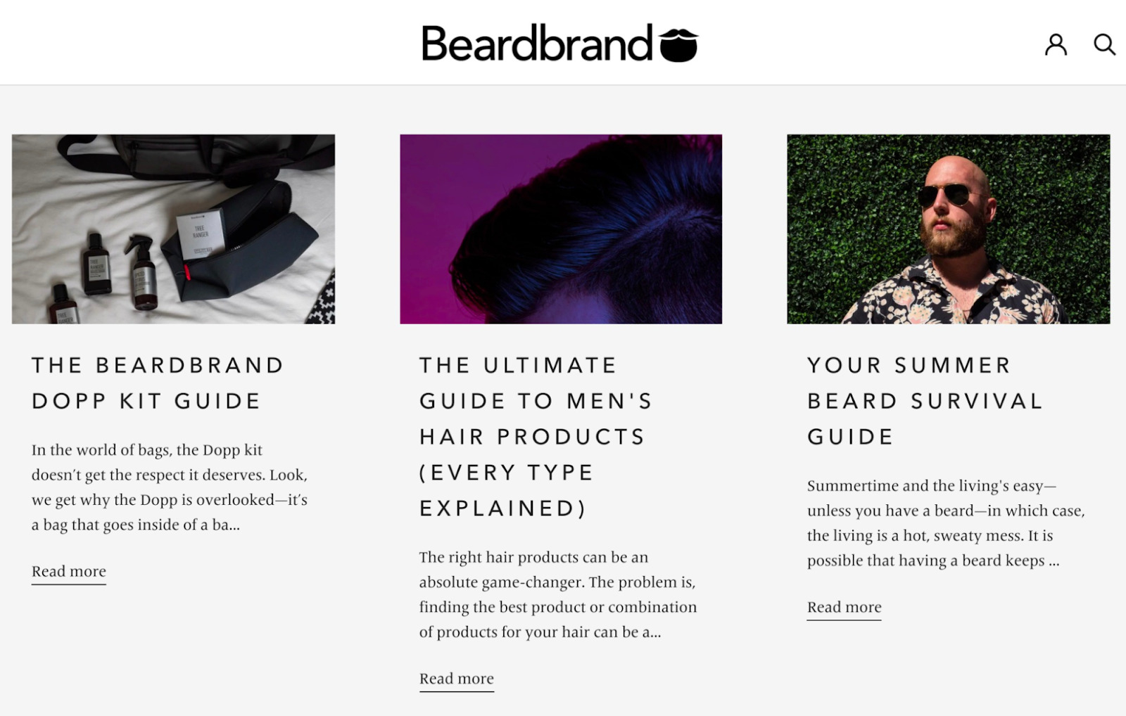 Beardbrand's content about taking care of beards 