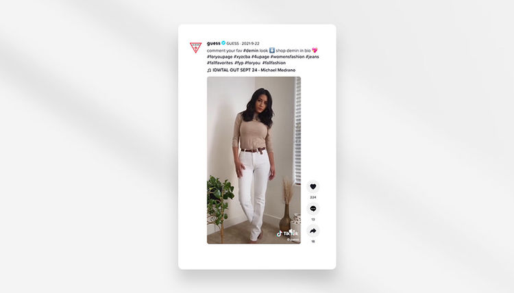 Guess clothes allows creators to monazite tiktok with branded videos 