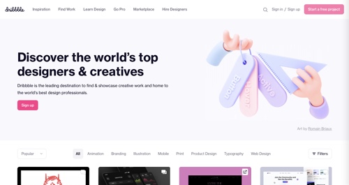 Home page of Dribbble
