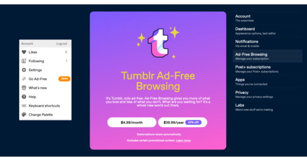 Tumblr Lets Users Pay for Ad-Free Browsing Experience