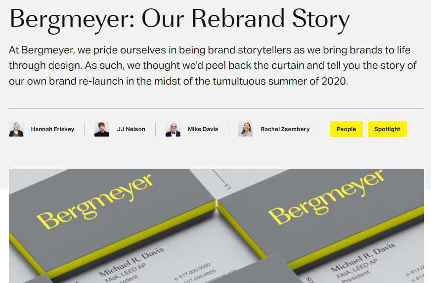 Bergmeyer's rebrand blog announcement