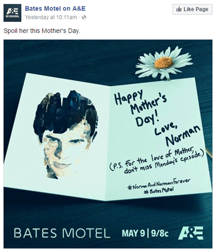 Facebook ad examples A&E Bates Motel