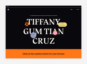 large typography on Tiffany Cruz's modern portfolio website 