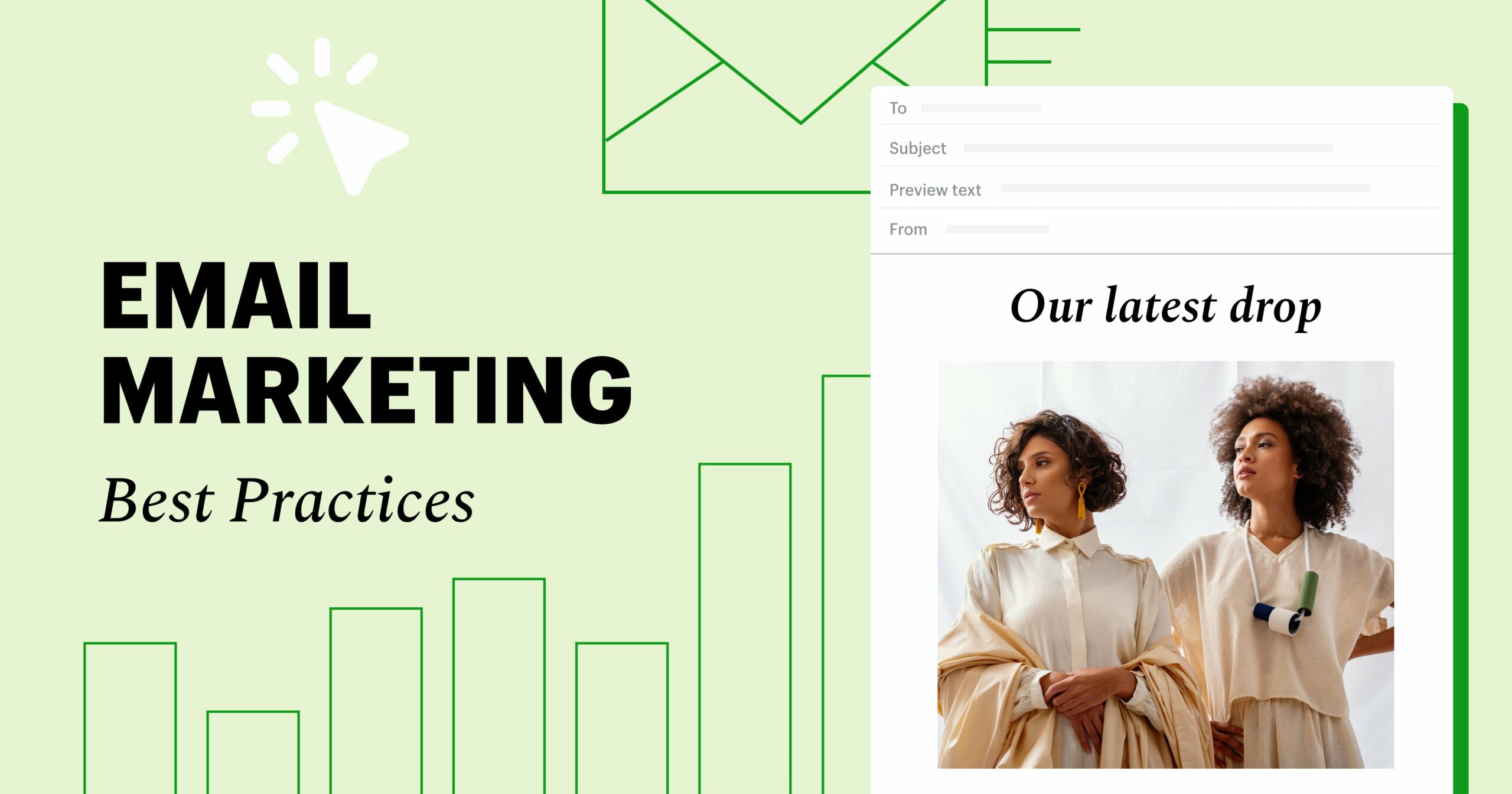An image of a mocked up email features two women next to the text, email marketing best practices