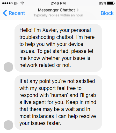 chatbot analytics messenger example