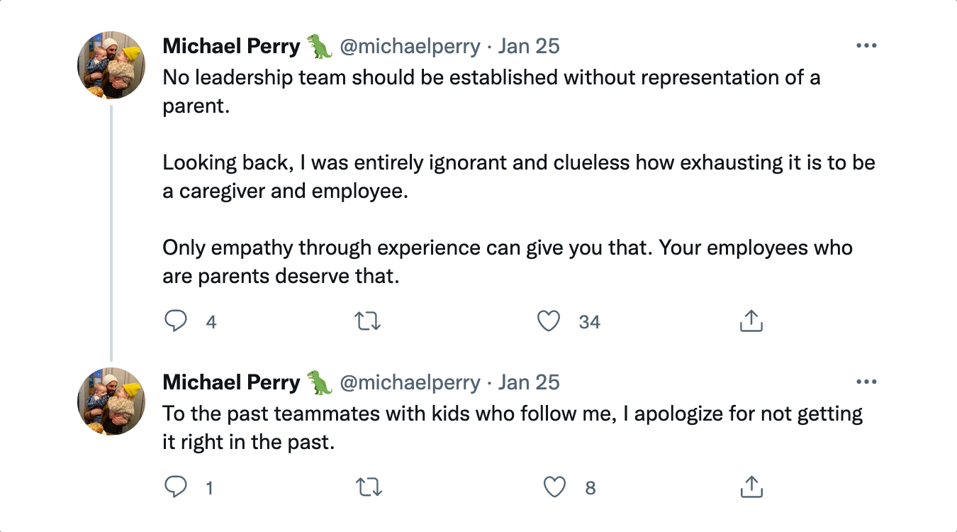 Screengrab of a tweet by Michael Perry