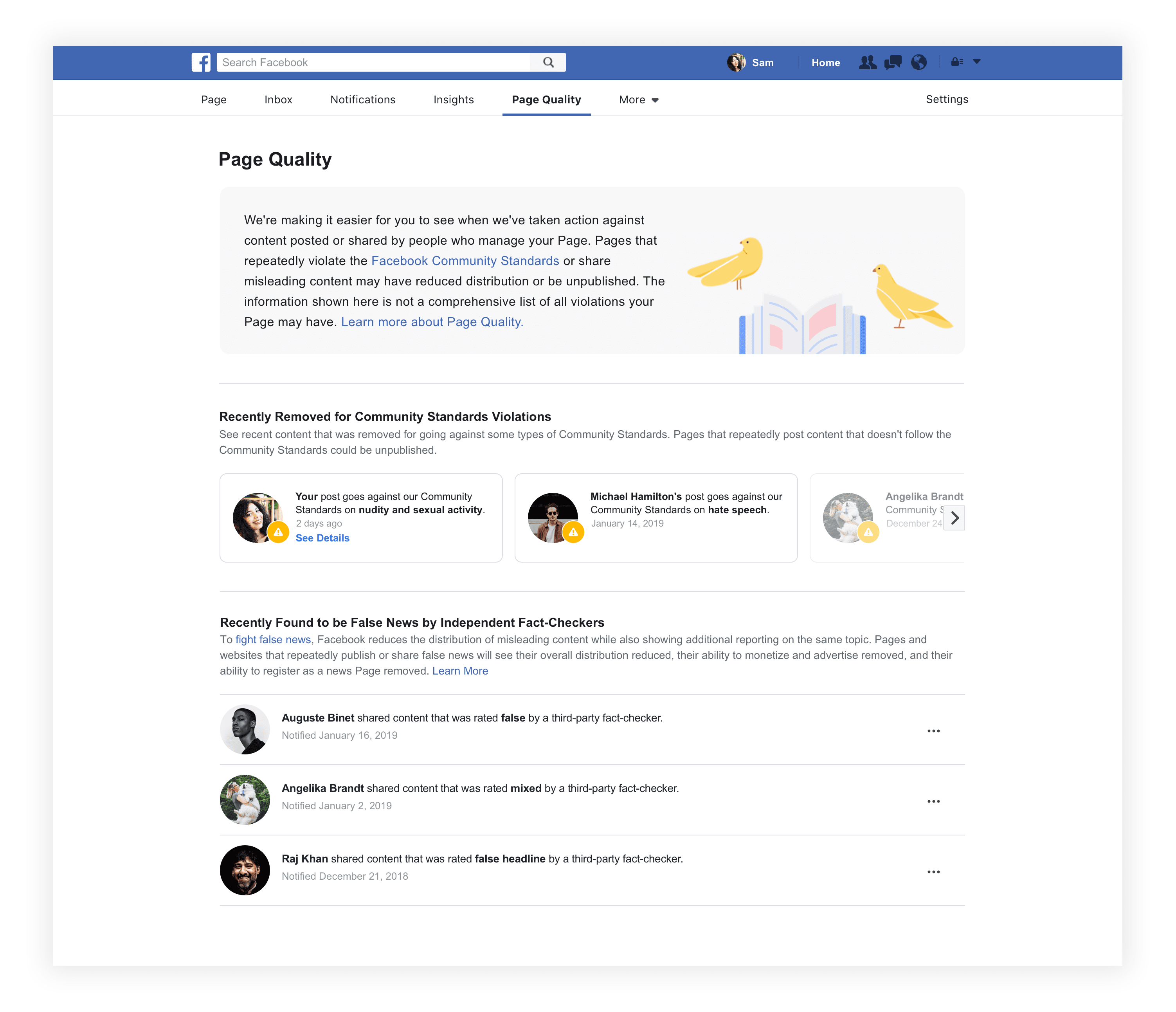 Facebook Page "Quality Tab"
